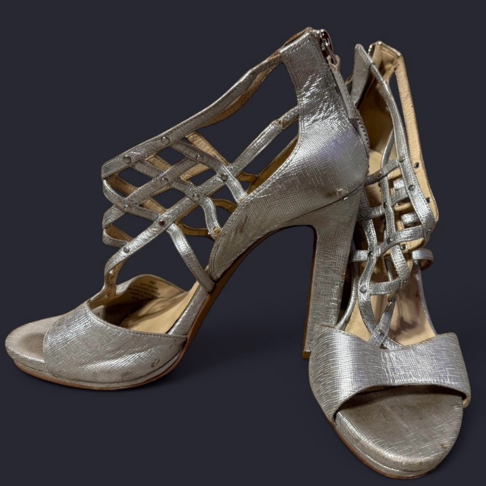 Elegant Silver Strappy Heels